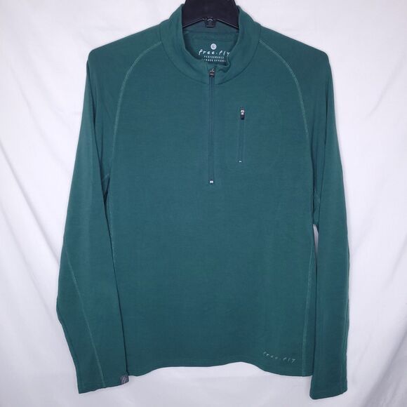 Free Fly Fleece Sweater Mens Large Green 1/4 Zip Pullover Bamboo Performance - Picture 1 of 11